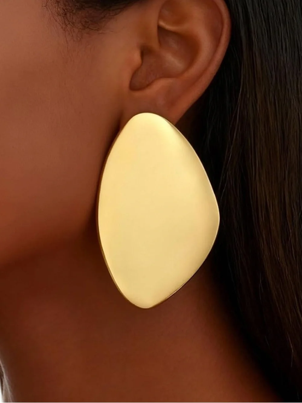 Gold color Organic-Shaped Statement Earrings -